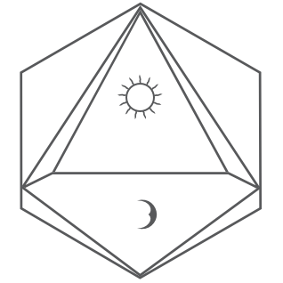 Zen Black's Blog Symbol - A Polygon with a sun and moon inside it.